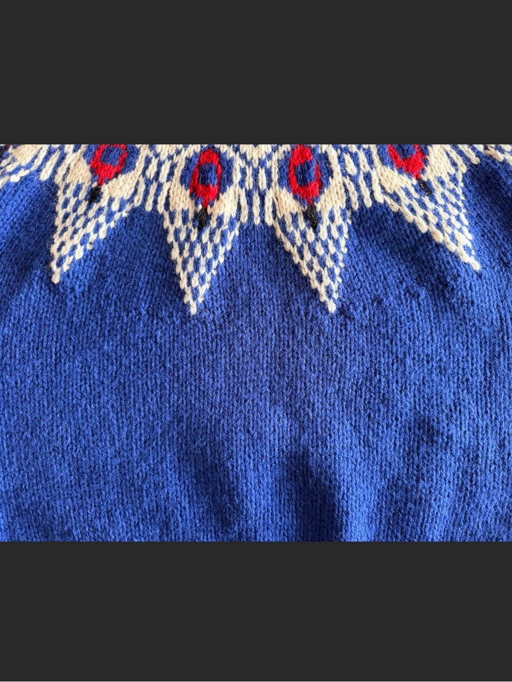 Vintage Marsh Landing Hand Knit Shetland Wool Fair Isle Yoke Sweater M Blue - Picture 11 of 14